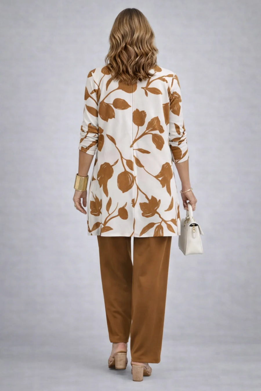 Mary Tulip Print Three-Piece Set in Brown