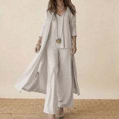 Matilda Long Duster Three-Piece Set in White