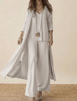 Matilda Long Duster Three-Piece Set in White
