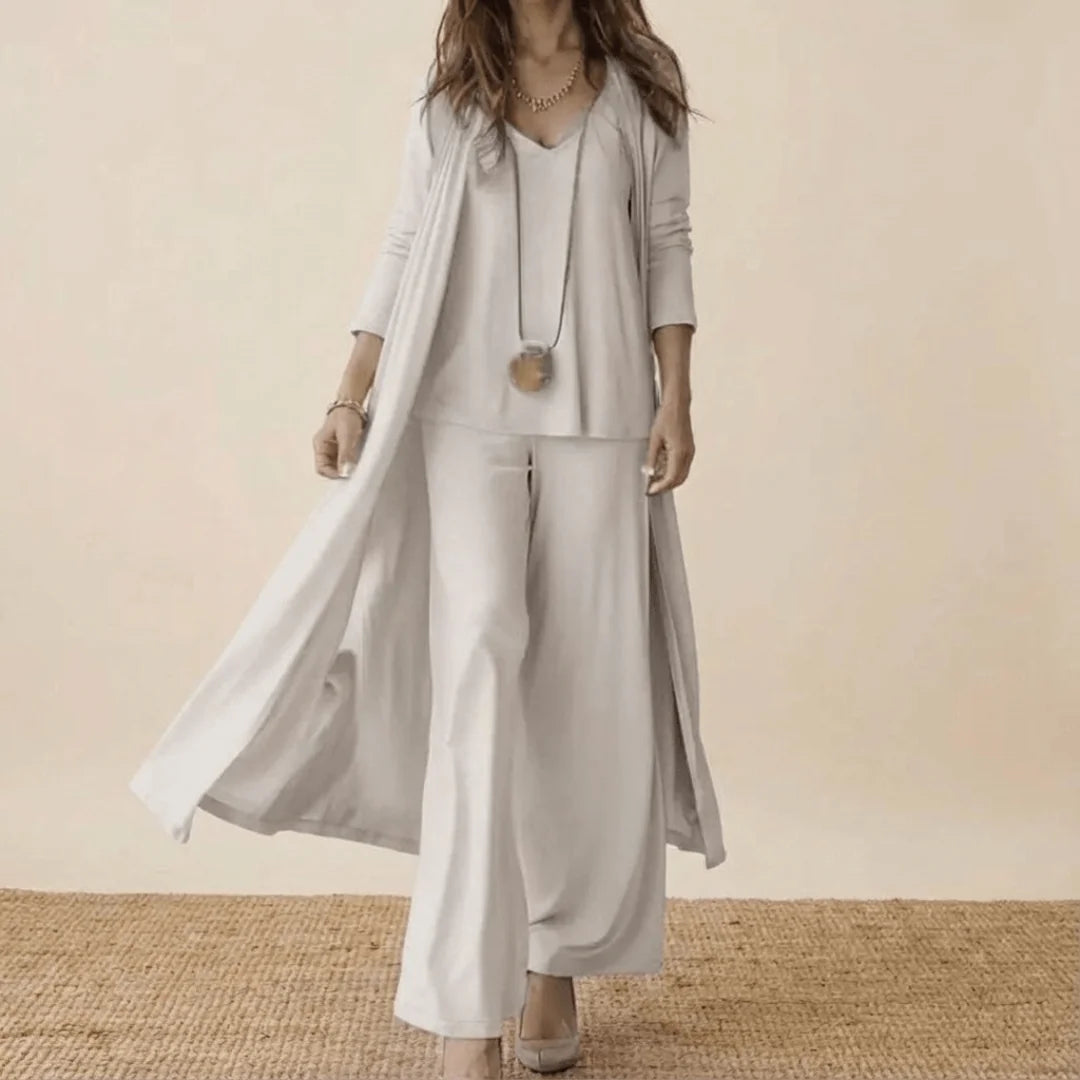 Matilda Long Duster Three-Piece Set in White