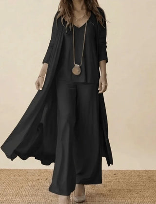 Matilda Long Duster Three-Piece Set in Black