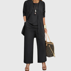 Megan Longline Layer Three-Piece Set in Black