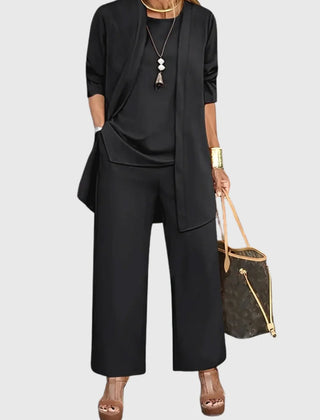 Megan Longline Layer Three-Piece Set in Black
