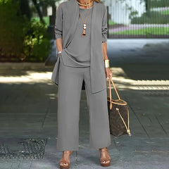 Megan Longline Layer Three-Piece Set in Grey