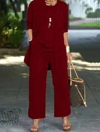 Megan Longline Layer Three-Piece Set in Burgundy