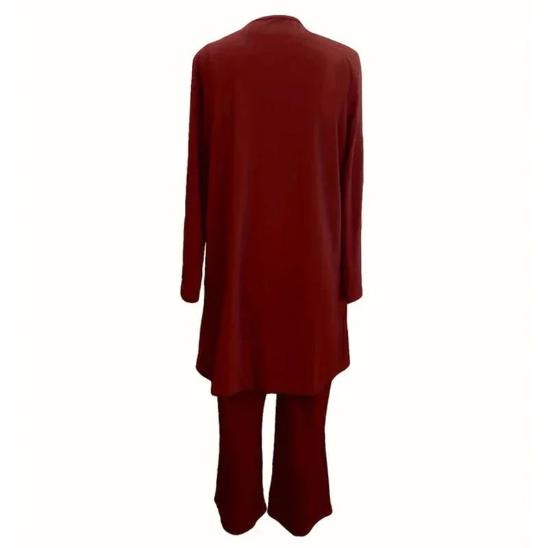 Megan Longline Layer Three-Piece Set in Burgundy