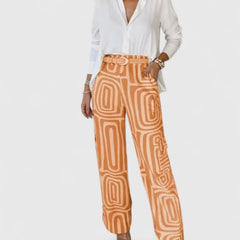 Melanie Geometric Print Two-Piece Set in Orange