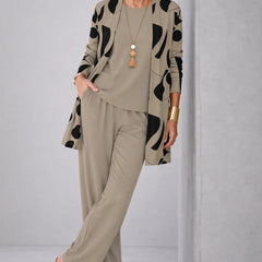 Millie Graphic Dot Three-Piece Set in Taupe