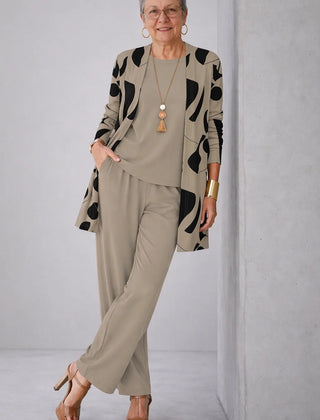 Millie Graphic Dot Three-Piece Set in Taupe