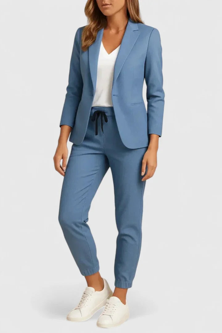 Molly Blazer & Jogger Two-Piece Set in Blue