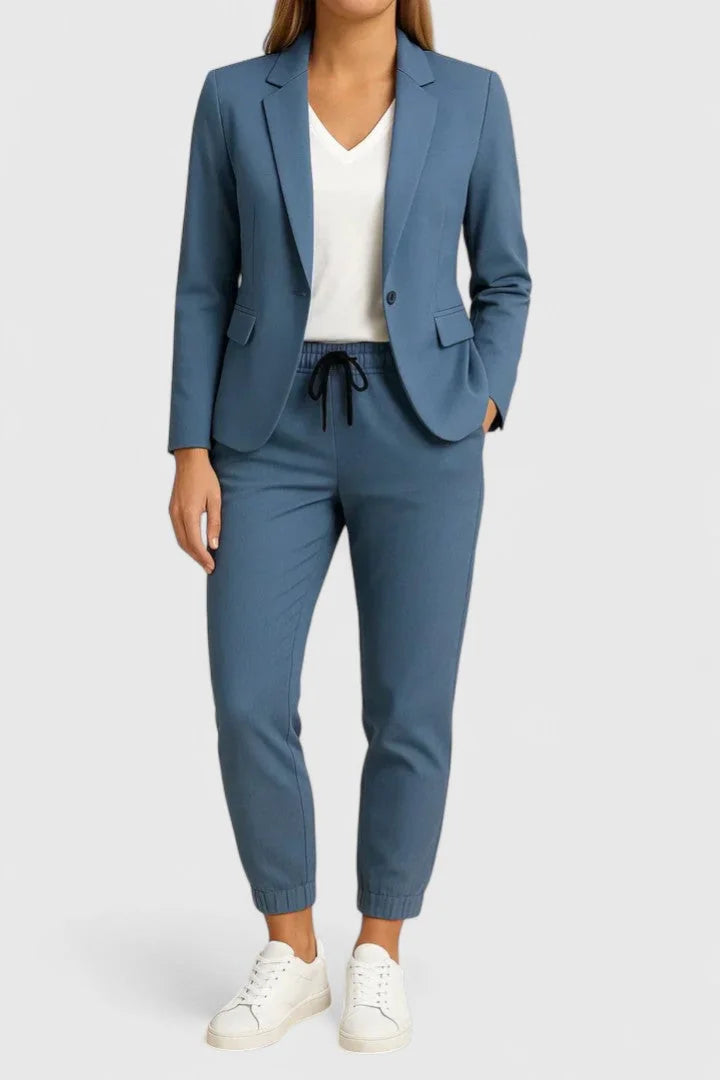 Molly Blazer & Jogger Two-Piece Set in Blue