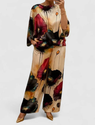 Monica Watercolour Floral Two-Piece Set in Carbon Black