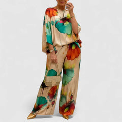 Monica Watercolour Floral Two-Piece Set in Mint Green