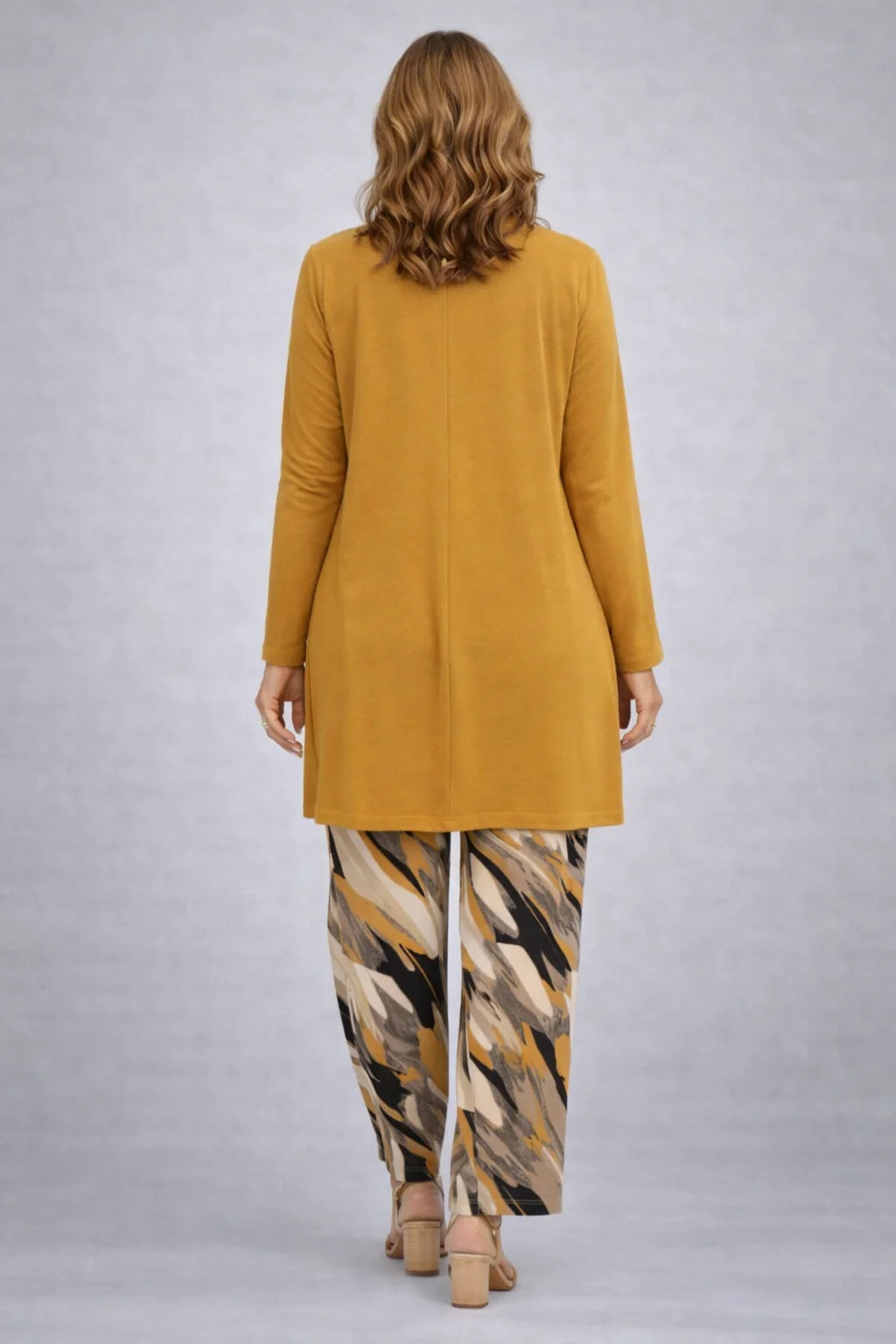 Muriel Mustard Cardigan Three-Piece Set in Mustard Yellow