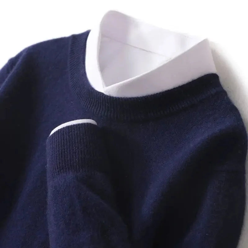 Nadia Classic Crew Neck Sweater in Navy
