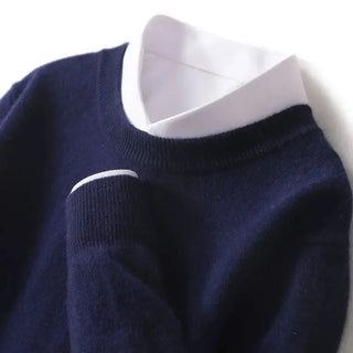 Nadia Classic Crew Neck Sweater in Navy