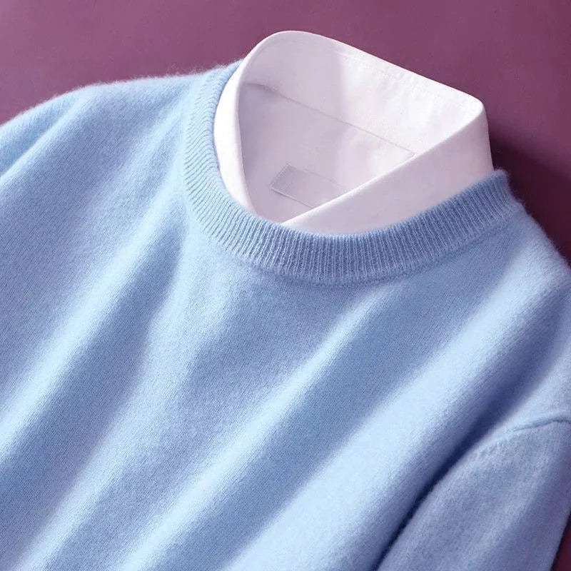 Nadia Classic Crew Neck Sweater in Sky Blue