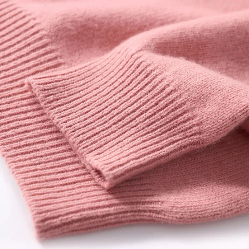 Nadia Classic Crew Neck Sweater in Rose Pink