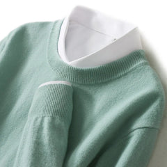 Nadia Classic Crew Neck Sweater in Mint Green