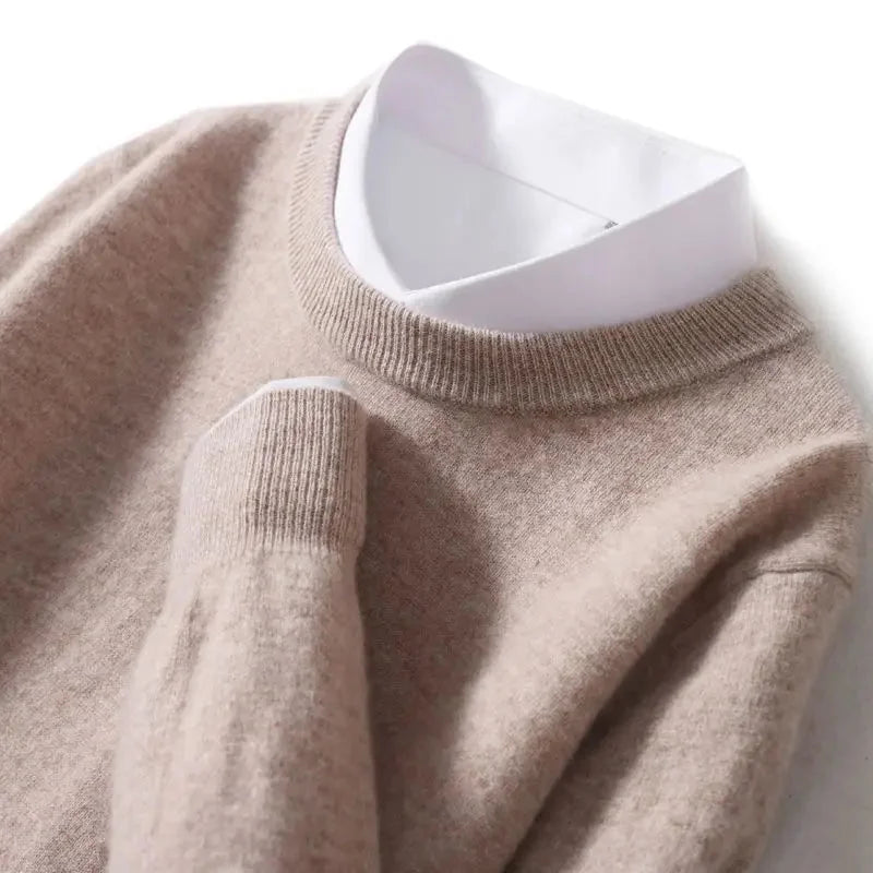 Nadia Classic Crew Neck Sweater in Beige