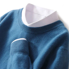 Nadia Classic Crew Neck Sweater in Ocean Blue