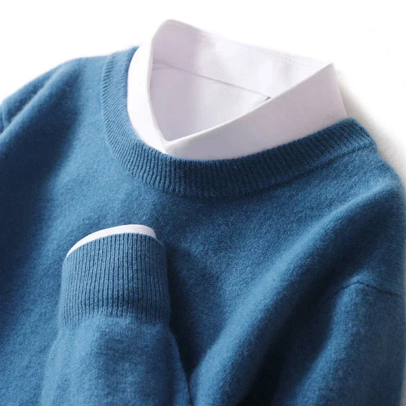 Nadia Classic Crew Neck Sweater in Ocean Blue