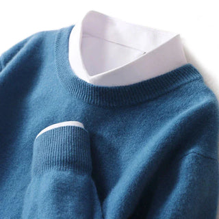 Nadia Classic Crew Neck Sweater in Ocean Blue