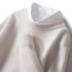 Nadia Classic Crew Neck Sweater in Cream