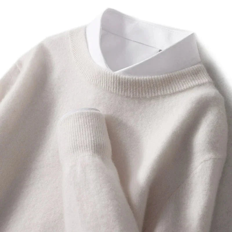 Nadia Classic Crew Neck Sweater in Cream