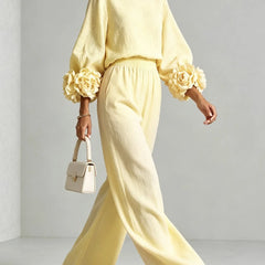 Naomi Rosette Cuff Two-Piece Set in Yellow