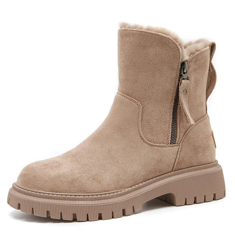 Nicole Plush-Lined Side-Zip Winter Boots in Taupe