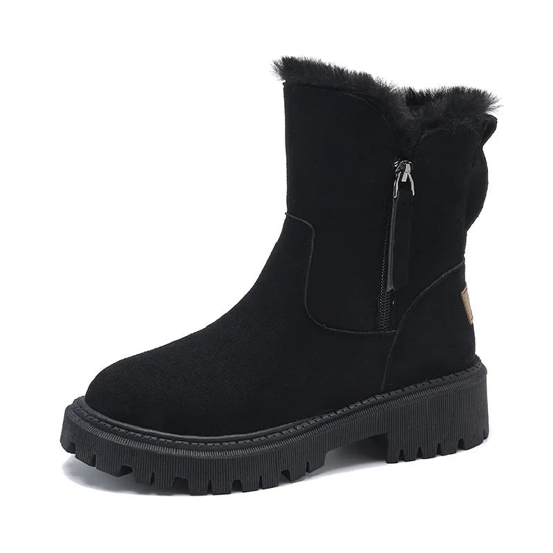 Nicole Plush-Lined Side-Zip Winter Boots in Black