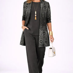Norma Paisley Jacket Three-Piece Set in Black