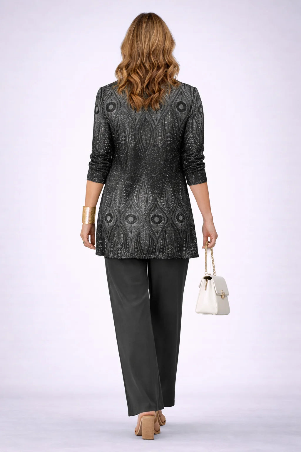 Norma Paisley Jacket Three-Piece Set in Black
