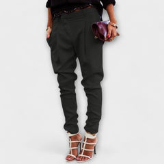 Odette Pleated Tapered Trousers in Black