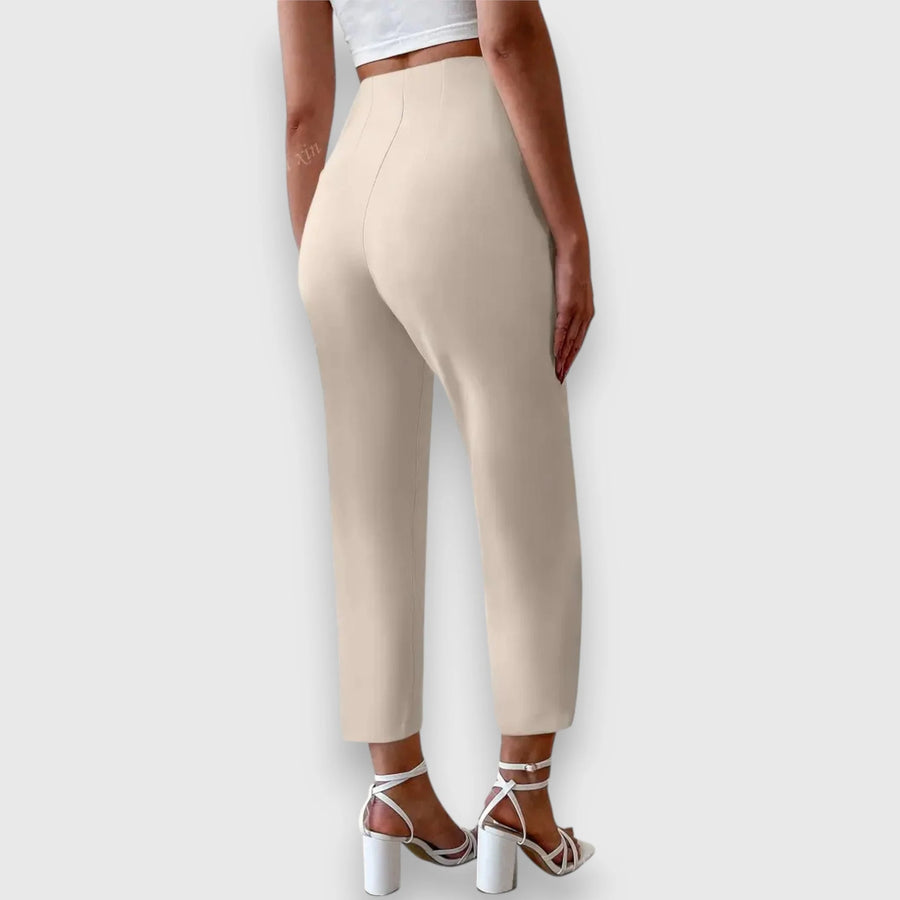 Opal High-Waisted Tailored Trousers in Beige