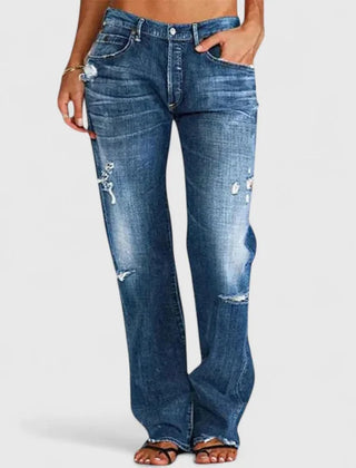 Paige Faded Relaxed Fit Jeans in Dark Blue