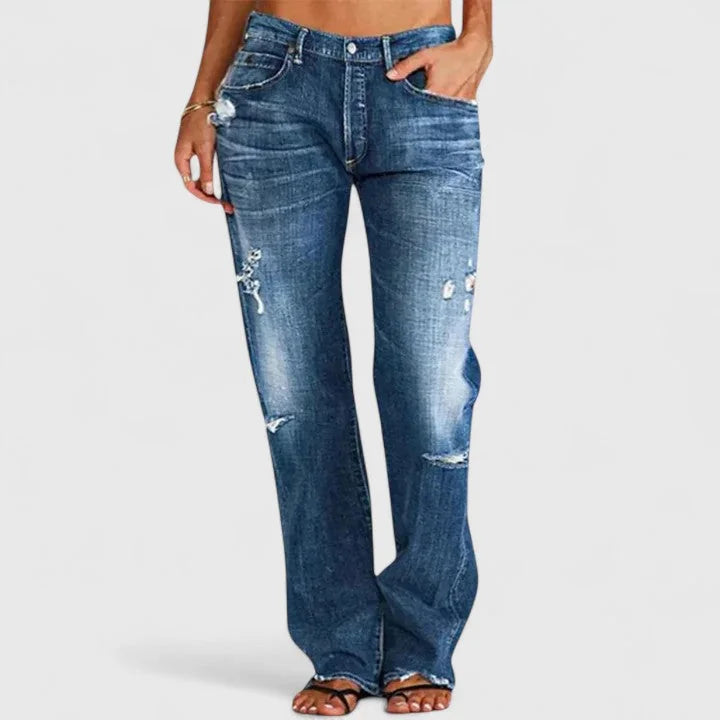 Paige Faded Relaxed Fit Jeans in Dark Blue