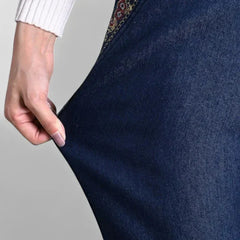 Patricia Pull-On Straight Leg Jeans in Dark Blue