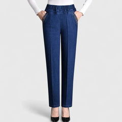 Patricia Pull-On Straight Leg Jeans in Dark Blue
