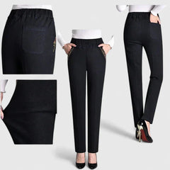 Patricia Pull-On Straight Leg Jeans in Black Lined