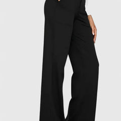 Pauline Wide-Leg Pull-On Pants in Black