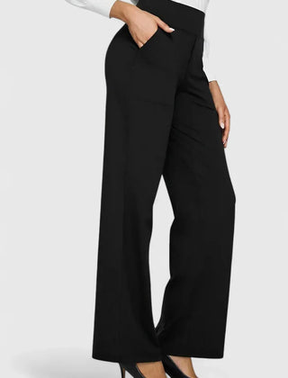 Pauline Wide-Leg Pull-On Pants in Black