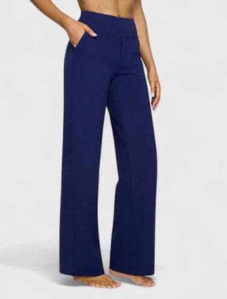 Pauline Wide-Leg Pull-On Pants in Navy