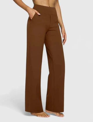 Pauline Wide-Leg Pull-On Pants in Brown