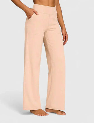 Pauline Wide-Leg Pull-On Pants in Apricot