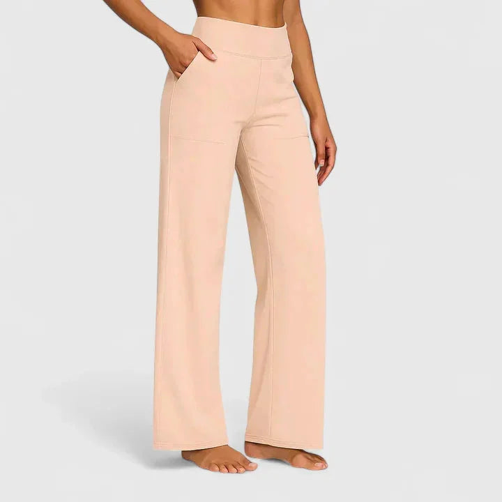 Pauline Wide-Leg Pull-On Pants in Apricot
