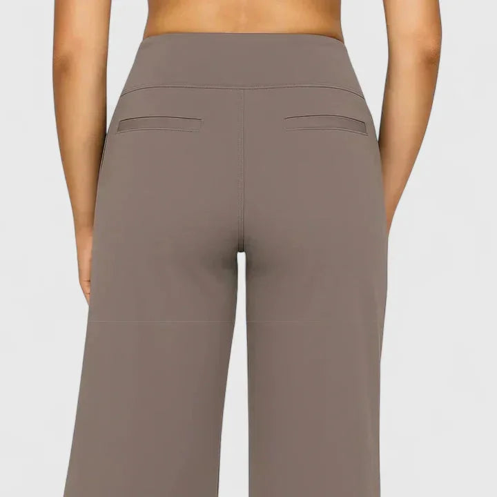 Pauline Wide-Leg Pull-On Pants in Taupe