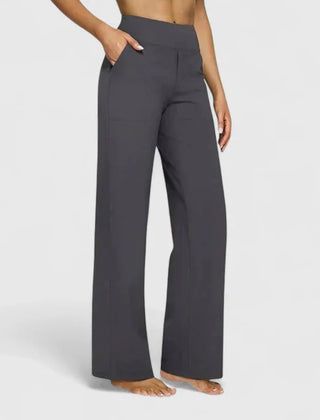 Pauline Wide-Leg Pull-On Pants in Grey