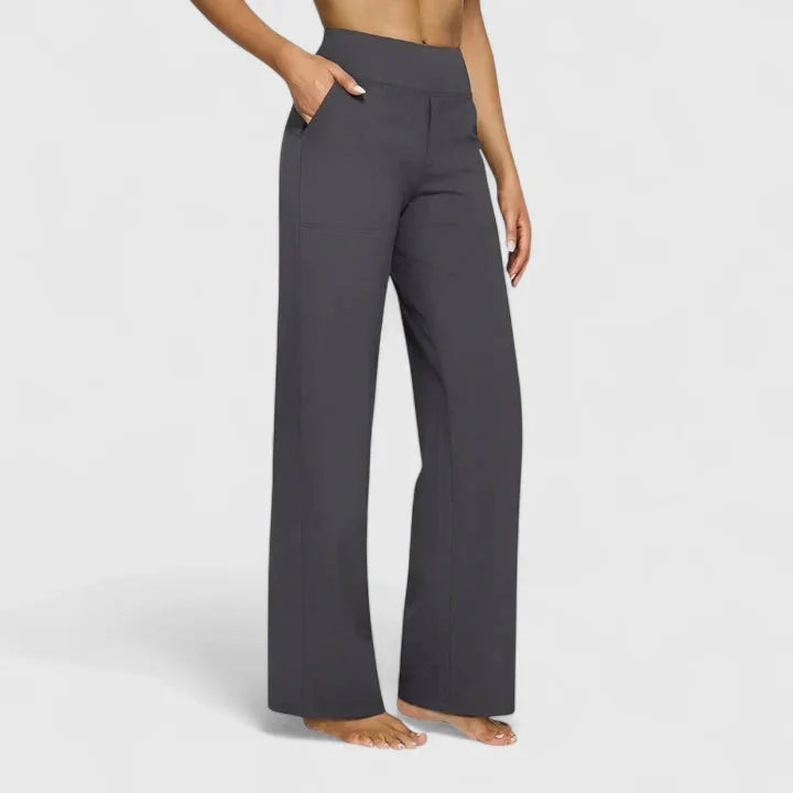 Pauline Wide-Leg Pull-On Pants in Grey